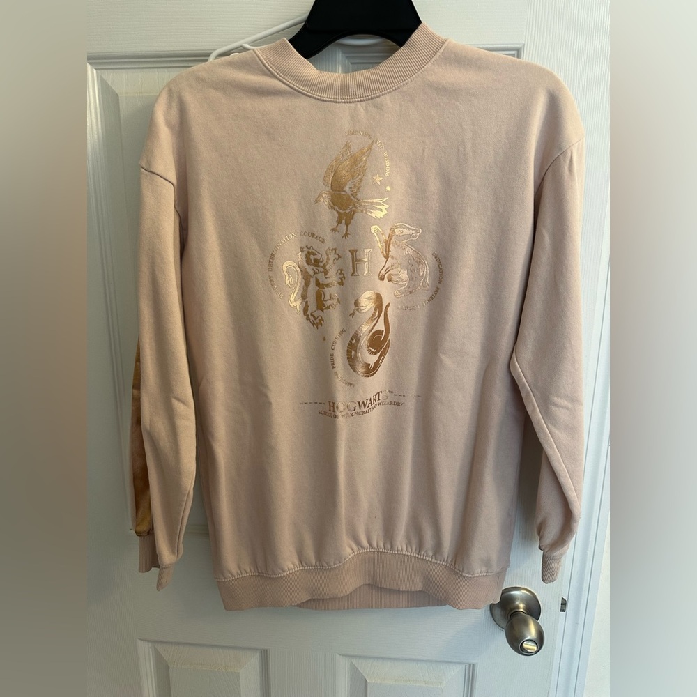 H&M Harry Potter Long Sleeve Sweatshirt Size 12/14 Pink Gold